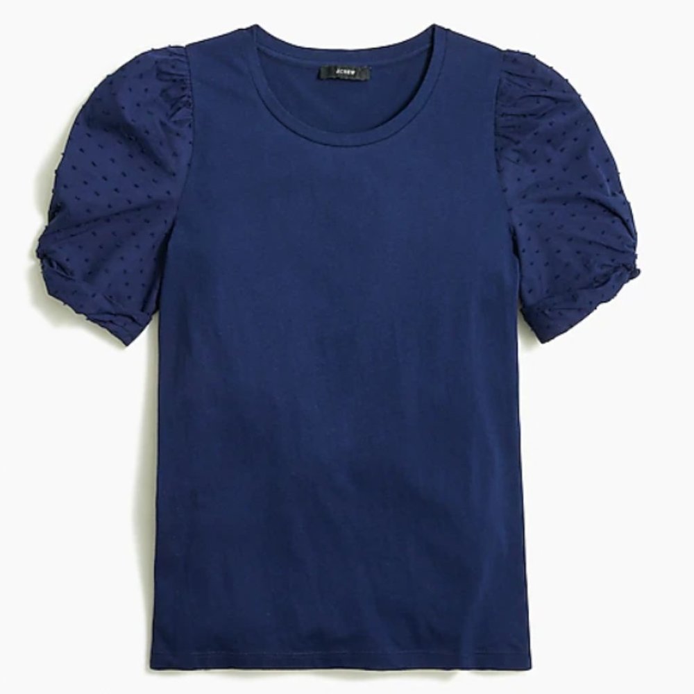 J. Crew Clip-dot tie-sleeve top, Size M